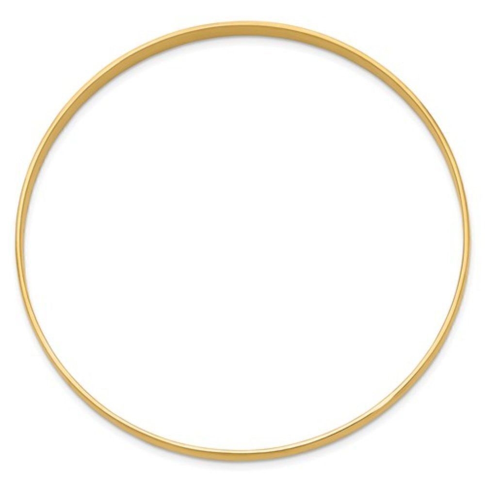 14K Gold 4 mm Half Round 7 3/4" Slip on Bangle, Brand new from Manufacturer - Picture 2 of 13